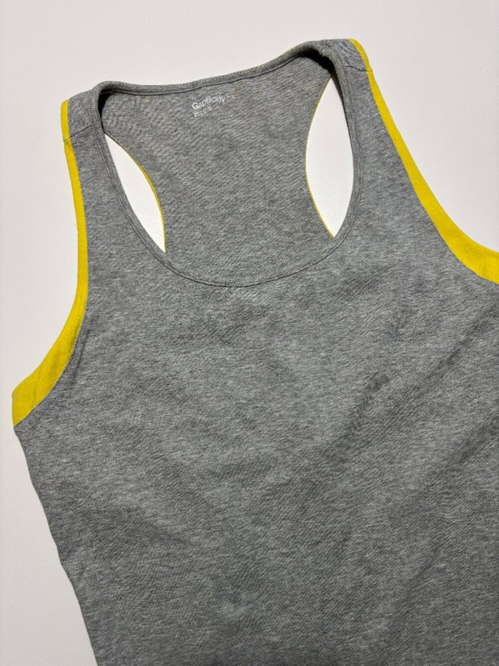 Gap Grey & Yellow Racer Back Cotton Active Workout Tank Top
